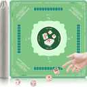 UPGRADED Mahjong Mat for Table - 31.5x31.5 Anti Slip Noise Reduction Mahjong Table Mat with Rules, Multi-Game Mat, Mahjong Table Cover for Poker/Board Games/Dominoes, for Christmas Table Decor Gifts