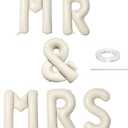 40 Inch Beige MR & MRS Balloons for Wedding Decor, Large Cream Mr and Mrs Foil Balloon Letter, Ivory White Sand Mr to Mrs Banner Sign for Bride Groom Engagement Couple Sweetheart Party Decorations