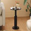 LAATOOREE Small Round Side Table, Accent Drink Coffee Table, Pedestal End Table with Thick Solid Wood Legs for Living Room,Sofa Couch,Small Spaces,Bedroom (Black), 11.8"D x 11.8"W x 24.45"H