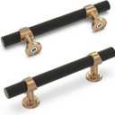 10 Pack 3 Inch Cabinet Pulls knurled Matte Black and Champagne Bronze Kitchen Cabinet Handles Aluminum and Zinc Alloy Drawer Pulls Solid Cabinet Hardware (3'' Hole Center(76mm))