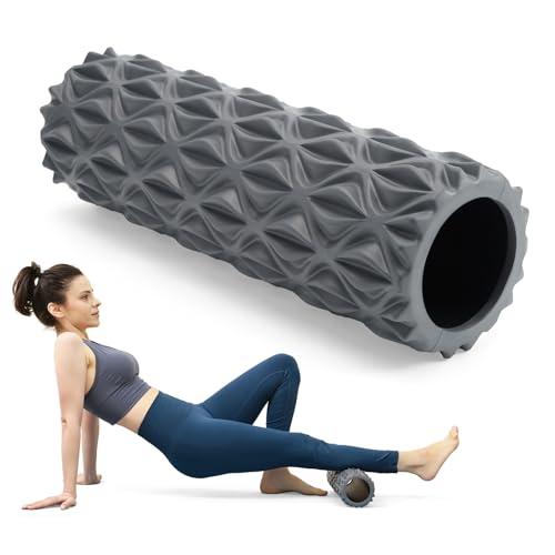 Zmarthumb Foam Roller - 15 inch Deep Tissue Massager for Muscle Massage, Myofascial Trigger Point Release, Exercise, Yoga, Pilates & Stretching(Gray)