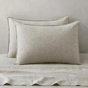 ATLINIA 100% Linen Pillowcases Set of 2, Standard Size 20" x 26" Pillow Case, Linen Pillow Sham (Natural)