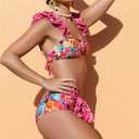SPORLIKE Women High Waisted Swimsuit Flounce Straps Bikini Bathing Suit (Pink, Large)