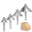 4Pcs 45 Degree Chamfer Router Bit Set,1/4" Shank,1/4",1/2",3/4" and 7/8" Bevel Length,Eased Edge Cutter with Ball Bearing for Wood Profiling,Edging