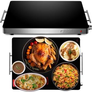 Magic Mill Extra-Large Glass Food Warmer 21x16 Warming Tray