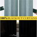 NICETOWN 100% Absolutely Blackout Linen Curtains with Thermal Insulated White Liner, Skylark Blue, 52 inches Wide, 84 inches Length Energy Saving Curtains for Living Room 2 Panels Set, Vertical Blinds