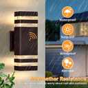 DASTOR 2 Pack Dusk to Dawn Outdoor Wall Lights, Brown Exterior Wall Sconce Lighting Fixtures, Up and Down Porch Lights Outdoor Waterproof Warm White 3000K Outside Lights for House Garage Patio, 2 Layer-2 Pack
