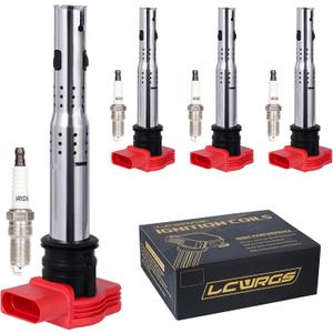 Set of 4 Ignition Coil Pack and Spark Plugs Fits for 2.0T 2006 2007 2008 2009 2010 2011 2012 2013 2014 2015 2016 Audi A4 TT Volkswagen VW GTI CC Passat Beetle Jetta 2.0L Replaces UF529