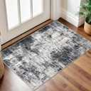 1Abstract Area Rug Washable Rugs for Entryway Indoor, Non Slip Kitchen Rug Printed Faux Wool Throw Rugs, Indoor Door Mat for Door Entrance Foyer Living Room, 120x37