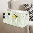 MEHIDFY Armchair Caddy, Waterproof Sofa Armrest Organizer, Non Slip Recliner Organizer, Remote Holder for Recline, Recliner Caddy with 14 Pockets Storage for TV Remote, Phone, Magazine (White)