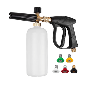Pressure Washer Short Gun, Foam Cannon with 1/4 Inch Quick Connector, Power Washer with 5 Pressure Washer Nozzle Tips, M22-14 mm Inlet Connector