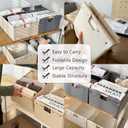 2PCS Storage Bins Cotton Linen Fabric Storage Boxes Basket with Wooden Handles Foldable Washable Decorative Shelf Container Clothes Organizer Home Laundry - Small Size, Gray