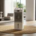 2.6Gal Portable Swamp Cooler Fan, Evaporative Air Cooler with HEPA Filter, Touch Control, Remote, 3 Speeds & 3 Modes, Ice Packs & Wheels for Bedroom & Office (White)
