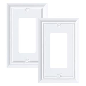 2-Pack Decorator Wall Plate Cover, Pure White Decorative Switch Plates and Outlet Covers, Durable Natural Bamboo Fiber Wall Plates for Electrical Outlets, Receptacle, GFCI Outlet, Dimmer Switch