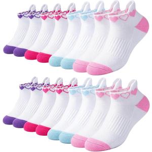 floconssy Girls Socks Ankle Athletic Kids Socks for 4-7 Years Old (S)