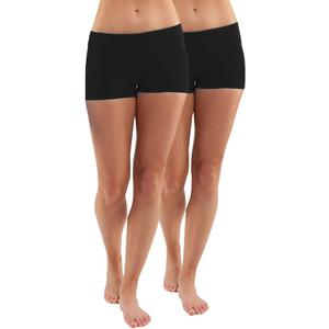 3 Yoga Lounge Shorts for Women, 2Pack, High Waisted, Premium Combed Cotton Blend Breathable, Beat Summer Heat, Squat Proof (Small, Black+black)