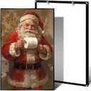 Christmas wall decor cute Santa holding toilet paper art print eclectic bathroom poster farmhouse wall decor aesthetic Santa decor canvas print painting suitable for bedroom toilet (8x12in BlackMetalFrames)