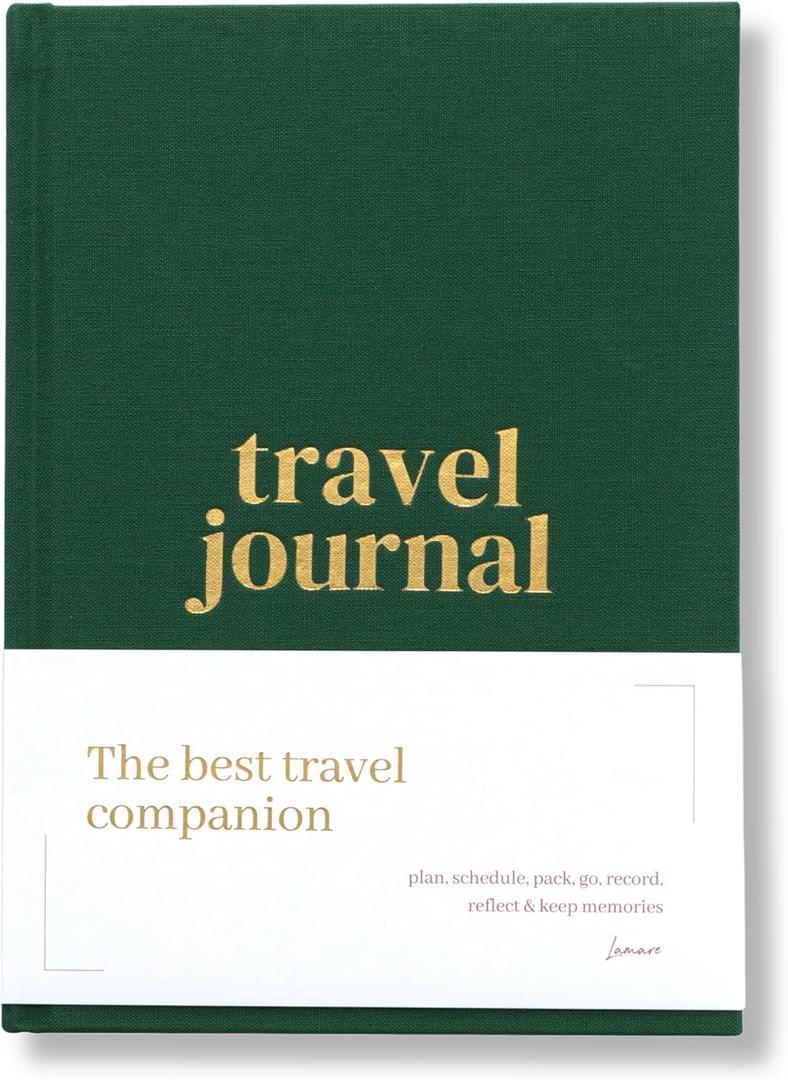 Lamare Travel Journal - Personalize Your Journeys, Organize Your Adventures, Capture Your Memories in this Travel Planner 2024 | A5 Size Linen Cover Travel Notebook, Best Gifts for People Who Travel
