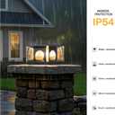 MVBT Glass Solar Post Lights, 7.9" Outdoor Column Lights, Modern Pillar Light Waterproof, Dusk to Dawn Gate Post Lamp, 3000K LED Landscape Lantern for Garden Patio Yard Entrance Fence Pillars