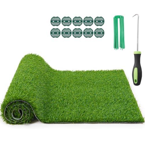 Realistic Artificial Grass Rug Indoor Outdoor: Fake Grass Turf with Drainage Holes, Pet-Friendly Dog Grass Mat, Perfect for Garden Lawn Balcony Patio Backyard Landscape Decoration​, 4FT x6FT