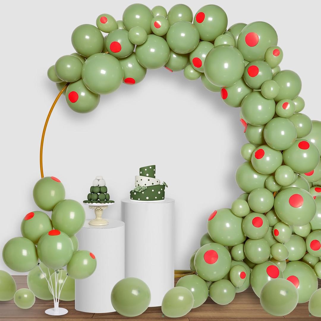 Gejoy 75 Pcs Martini Theme Party Balloons Decorations 12 10 5 Inch Olive Green Balloons Garland for Women Martini Bar Singles Birthday Wedding Baby Shower Bridal Weenies and Tinies Party Supplies