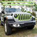 Front Grille Mesh Inserts & Headlight Cover for Jeep Wrangler JL JLU Sport & Sport S Only 2018-2023 Exterior Accessories Clip-in Grille Guard Cover Headlight Bezels Trim Ring (Green 9PCS)