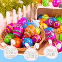 60 Pack Plastic Printed Easter Eggs, 2.4 Inch Fillable Empty Eggs Bulks for Easter Eggs Hunt, Easter Basket Stuffers Fillers, Classroom Prize Supplies, Filling Treats and Party Favors
