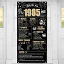 Eiurteao 40th Birthday Decorations Back in 1985 Door Banner for Men Women, Black Gold Happy 40 Birthday Door Cover Party Supplies, 40 Year Old Bday Backdrop Sign Decor for Outdoor Indoor