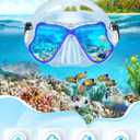 Mask Fins Snorkel Set, Snorkeling Gear for Adults, Panoramic View Snorkel Mask Anti-Fog, Adjustable Dive Flippers, Dry Top Snorkel and Travel Bag, Scuba Gear for Swimming Snorkeling Diving