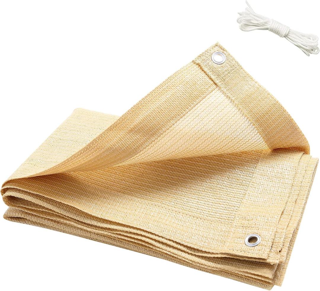 90% Shade Cloth for Plants 3.3 Ft  6.6 Ft Greenhouse Shade Cloth for Protect Vegetable Plants Fruits Flowers Crops - Beige