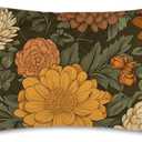 Vintage Floral Flowers Satin Pillow Case King Size,Soft Pillowcases for Hair and Skin Similar to Silk,Pillowcases with Hidden Zipper Bedding Accessories,20X36 Inches,1 Pack