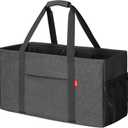 LHZK Standing Extra Large Utility Tote Bag with Metal Wire Frame and the Sides Rinforced, Extra Large Tote Bag with Handle, Reusable Grocery Bags Foldable, Beach Bag, Car Tote (Grey) (22.5''x10.5''x12''-1 Pack, Dark Gray)