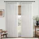 Beige White Pinch Pleat Viral Curtains 102 Inches Long for Dining Room, Memory Trained Pleated Semi Sheer Light Filtering Privacy Boho Curtain & Drapes with Ceiling Track System W50 x L102 x 2 Panels