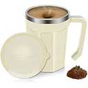 Self Stirring Coffee Mug, 18 oz Automatic Magnetic Electric Mixing Cup Stainless Steel Travel Cup for Coffee, Chocolate, Milk, Tea, Office, Home, Kitchen (Beige)