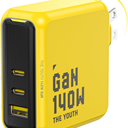 AOHI Youth 140W GaN+ USB C Charger 100W Laptop Fast Charger PD3.1 PPS 3-Port USB C Wall Charger Power Adapter for MacBook Pro 16'', Dell XPS, iPhone 16/15 Pro Max, iPad Pro, Tablet, Chromebook, Yellow