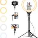 UBeesize 12'' Selfie Ring Light with 62 Tripod Stand for Video Recording, Live Streaming(YouTube, Instagram, TIK Tok), Compatible with Phones, Cameras and Webcams (Black)