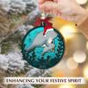 2 x Mom and Baby Manatee Christmas Ornament 2025 - Manatee Gifts for Animal Lovers Women, Men, Mommy Hugging Her Baby, for Mom from Son Daughter, Wooden Animal Ornaments Hanging Decor