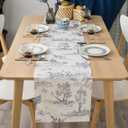 Rustic Table Runner Classic French Village Printed Linen Fabric Decorative 72 Inches Long Tablecloth Farmhouse Tea Table Runner Scarves Table Top Decor for Kitchen Dining Room Coffee Table (13x72 in)