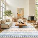 Miukiki 8x10 Area Rug for Living Room Moroccan Washable Rugs Non Slip Indoor Floor Carpet Foldable Large Soft Area Rug for Dining Room Bedroom with Low Pile(Colorful,8'x10')