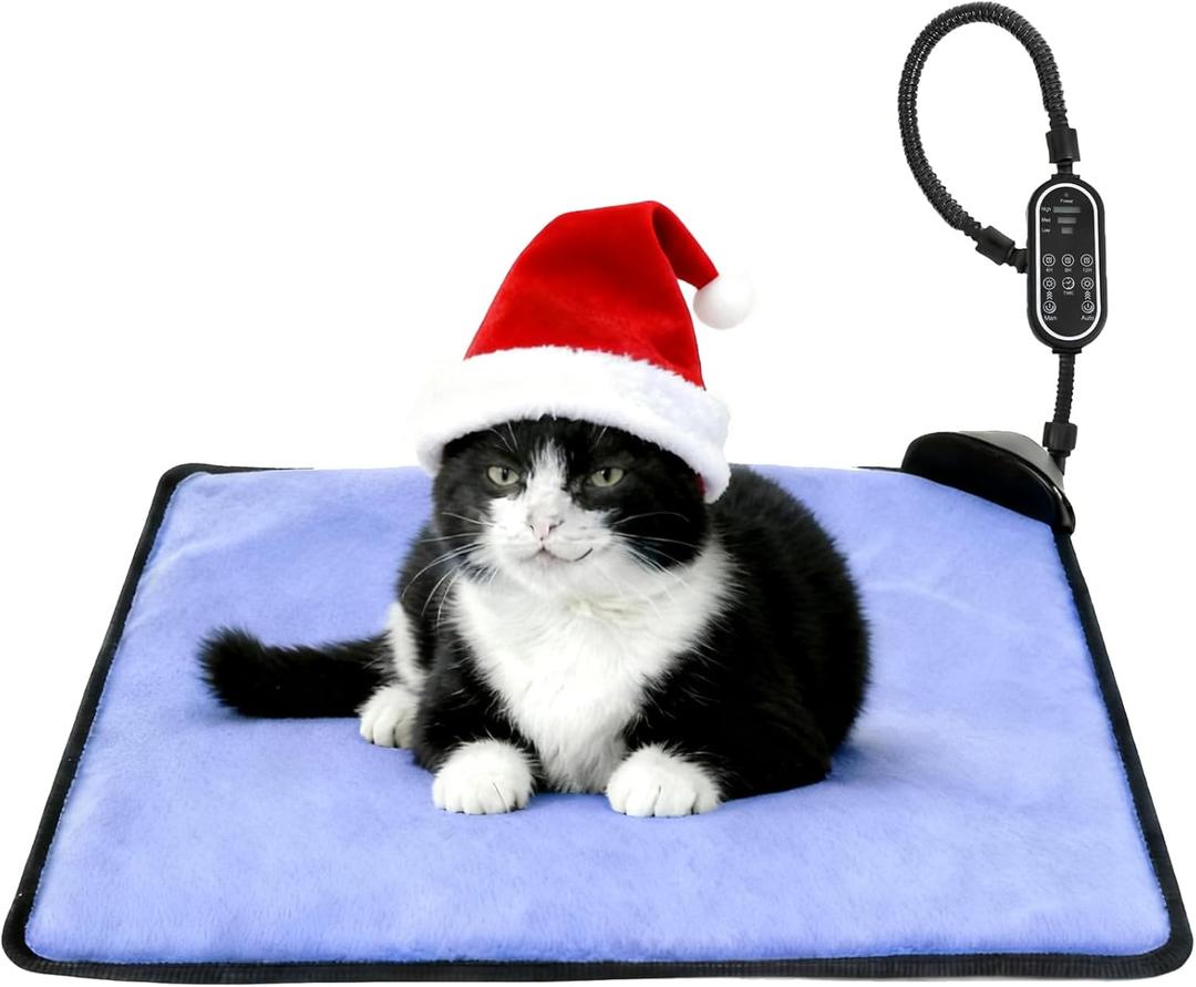 Cat & Dog Heating Pad - 3 Timer and 3 Level Temperature Smart Sensor Electric Pet Heating Pad with Chew Resistant Cord, Indoor Outdoor Warm Heated Bed for Dogs Cats - 17.7x17.7 (purple)