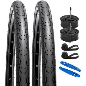 YUNSCM 2-PCS 700C Road Bike Tires 700x28C/28-622 and 700C Bike Tubes Presta Valve with 2 Rim Strips Compatible with 700x26C 700x27C 700x28C 700x29C 700x30C Bike Bicycle Tires and Tubes (Y-1098)