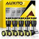 AUXITO 194 LED Light Bulb 6000K White 168 2825 W5W T10 Wedge 24-SMD 3014 Chipsets LED Replacement Light Kit Error Free for Car Interior Dome Map Door License Marker Lights, Pack of 10