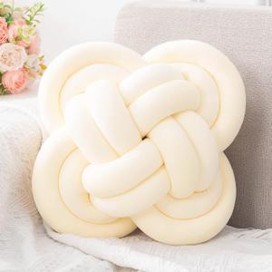 Xiashrk Knot Pillow, Decorative Throw Pillows with Soft Plush for Couch, 12" Knotted Pillows Ivory White Dorm Room Decor Knot Pillow Ball Decorative Cushion for Bed Living Room