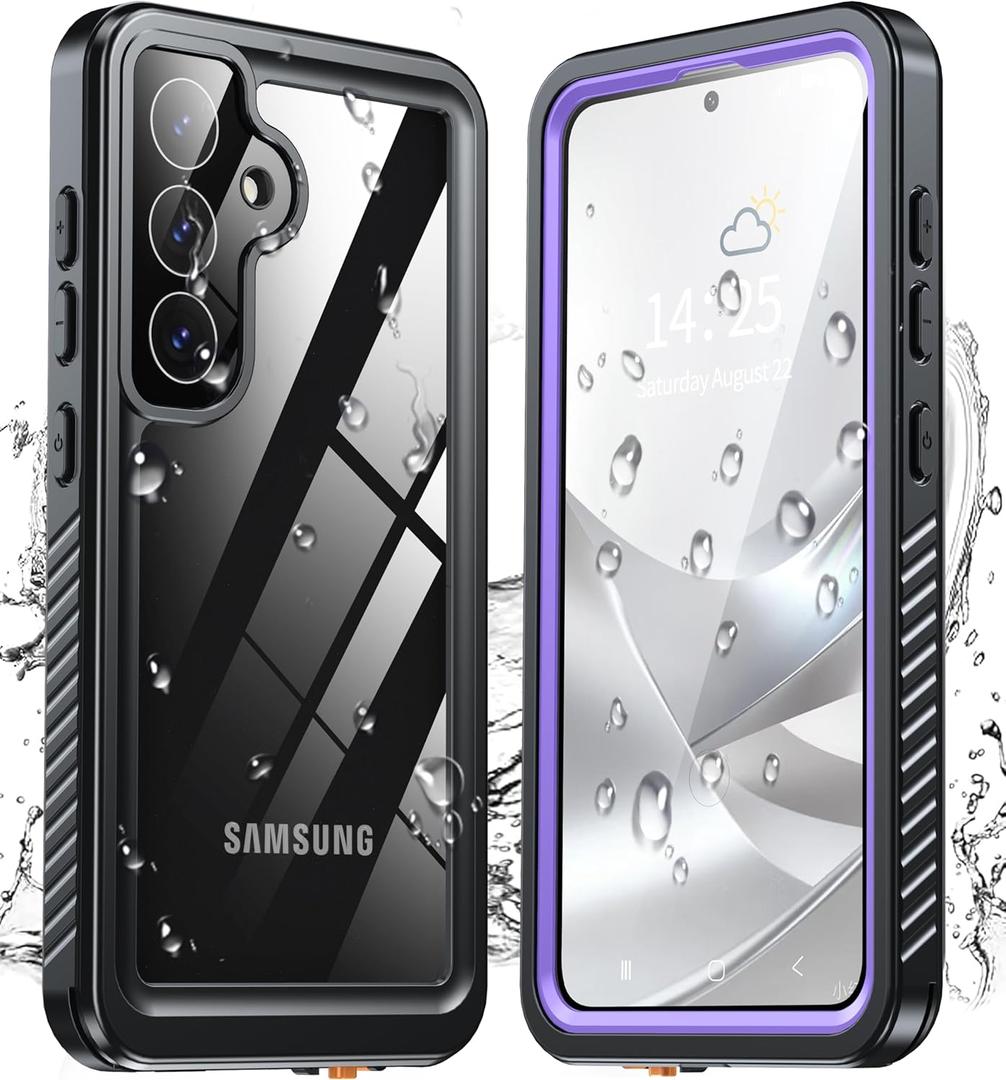 ANTSHARE for Samsung Galaxy S25 Case Waterproof, [IP68 Underwater] Built-in Screen/Camera Protector, 12 FT Military Dropproof Full Body Shockproof, Protective Phone Case for S25 6.2"-Purple