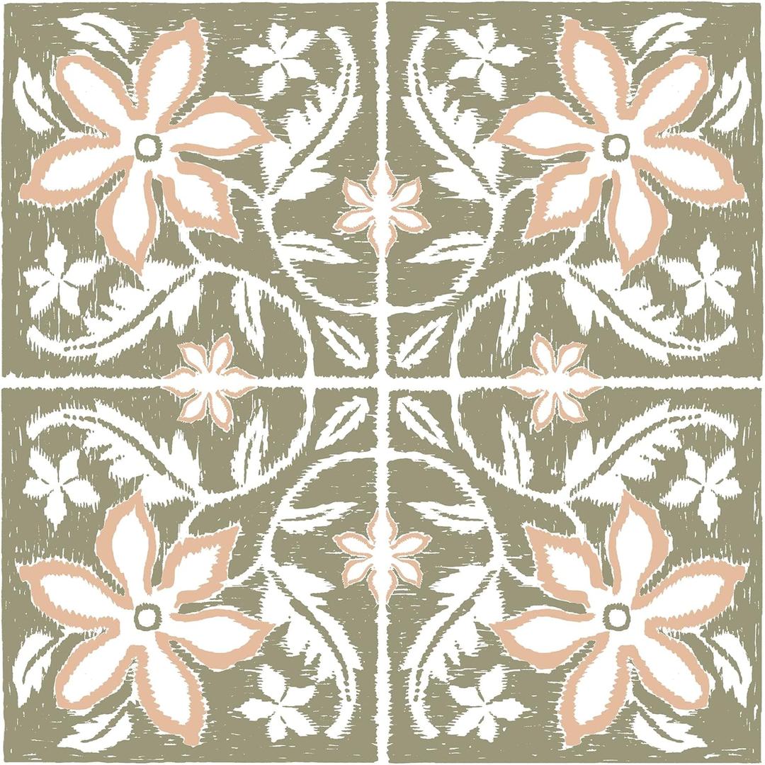 FloorPops Lillium Green Peel and Stick Floor Tiles, FP6303