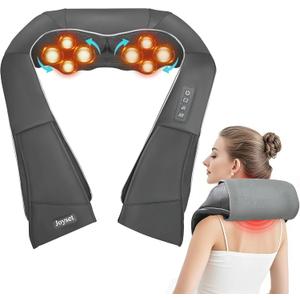 Joyset Shiatsu Neck and Back Massager with Heat,Electric Shoulder Massager for Pain Relief Deep Tissue,3D Kneading Massage with Cloth Cover Easy to Clean Best Gift for Men Women Parents (Gray)