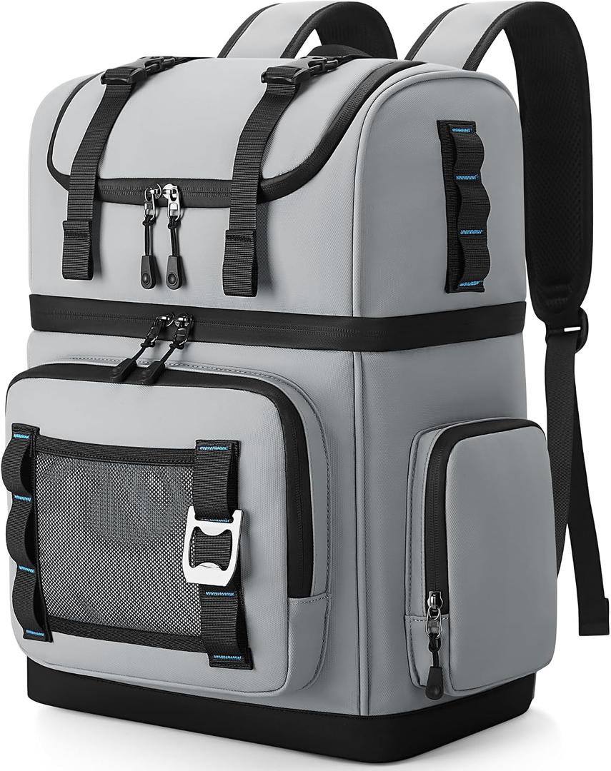Large Waterproof Insulated Cooler Backpack for Men & Women, Double Decker Leak Proof Cooler Backpack for Beach, Camping, Picnic, Travel, 26L, 44Cans
