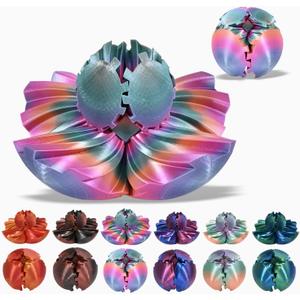 Gear Ball, 3D Printed Gear Ball, Gear Sphere Fidget Toy Stress Relief Toy for ADHD, Anxiety Relaxing Toy for Adults at Work/Study/Travel (RainbowColor, TwistedLine)
