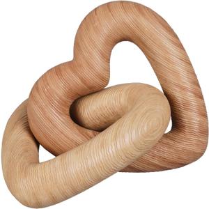 Guichifun Couple Gifts Modern Farmhouse Decor  Resin Heart Sculpture Valentines Day Decor Home Wood Finish Chain Link Décor Love Statues Anniversary Wedding Gifts 8 x 7 x 5.5 Inch