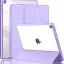 iPad 9th Generation Case 2021/iPad 8th Generation Case 2020 10.2 Inch with Pencil Holder, iPad 7th Gen 2019 Case with Clear Transparent Back, Auto Wake/Sleep Cover(Clove Purple)